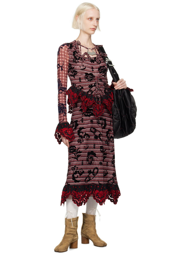 Chopova Lowena Red Sharon Hatch Midi Dress outlook