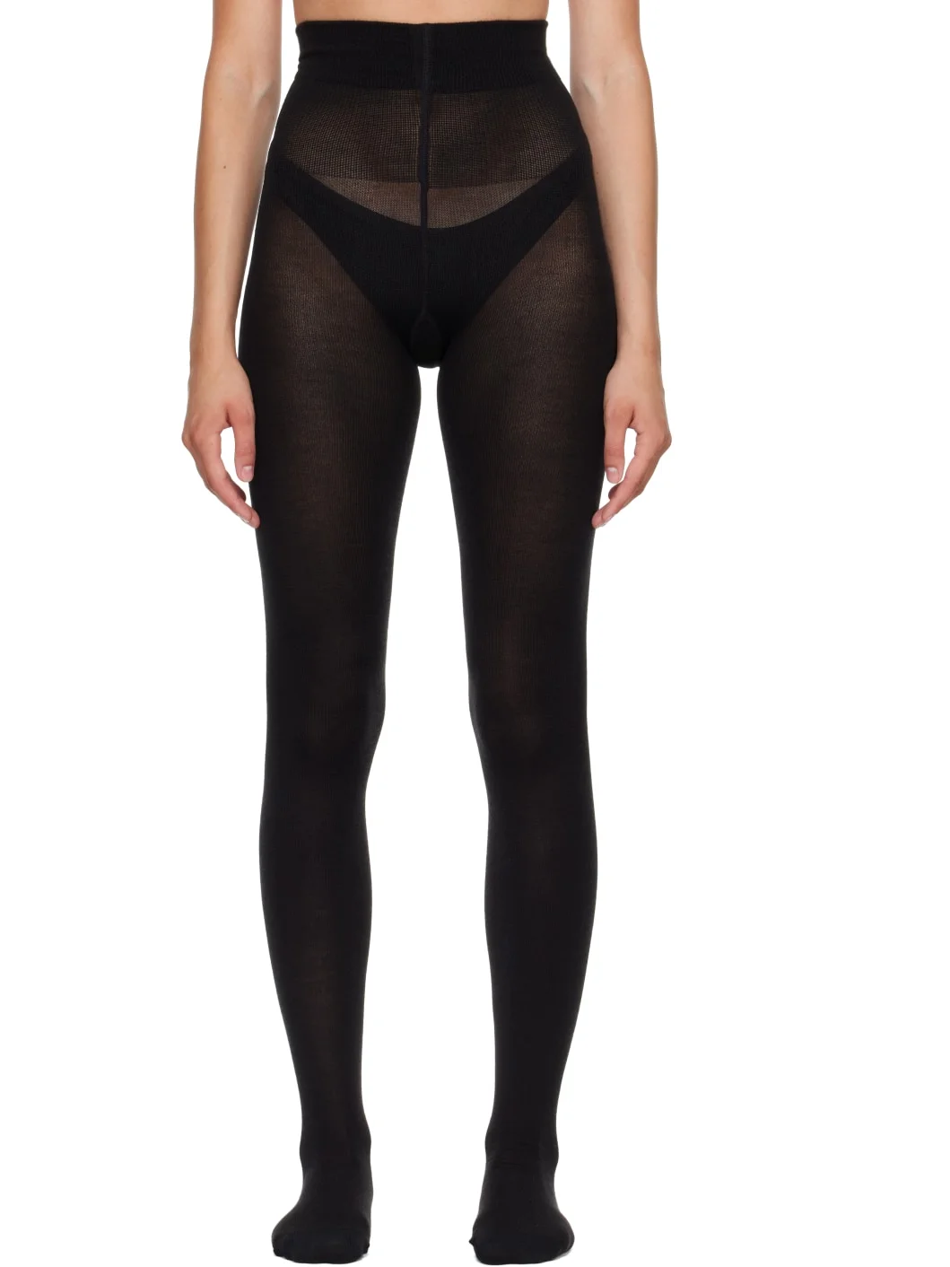 Black Cashmere & Silk Tights - 1