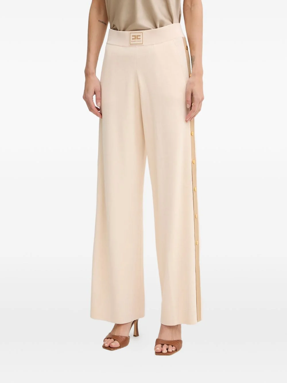 side-stripe logo-patch trousers - 1