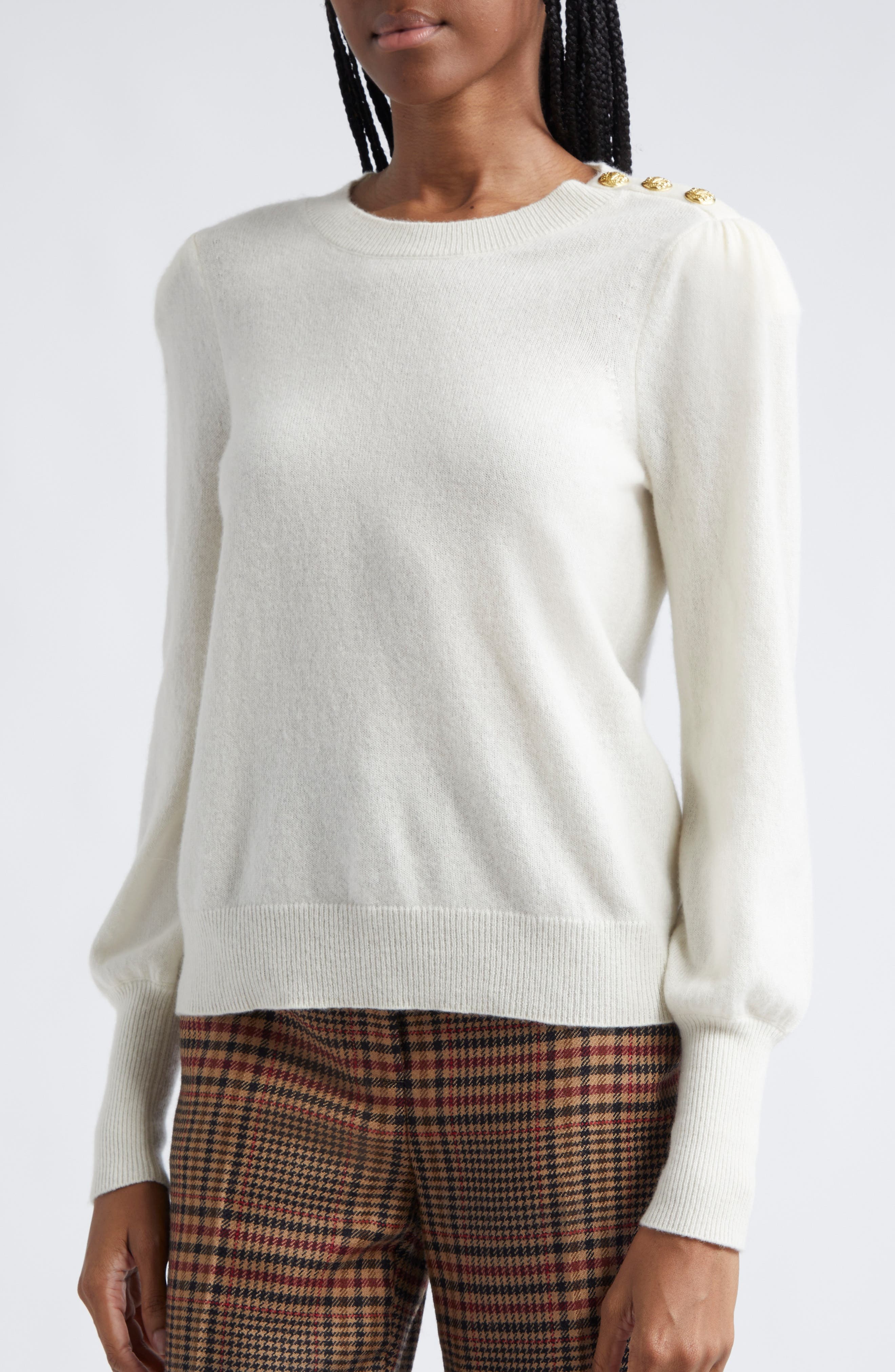 Veronica Beard Nelia Cashmere Sweater in Ivory at Nordstrom - 4