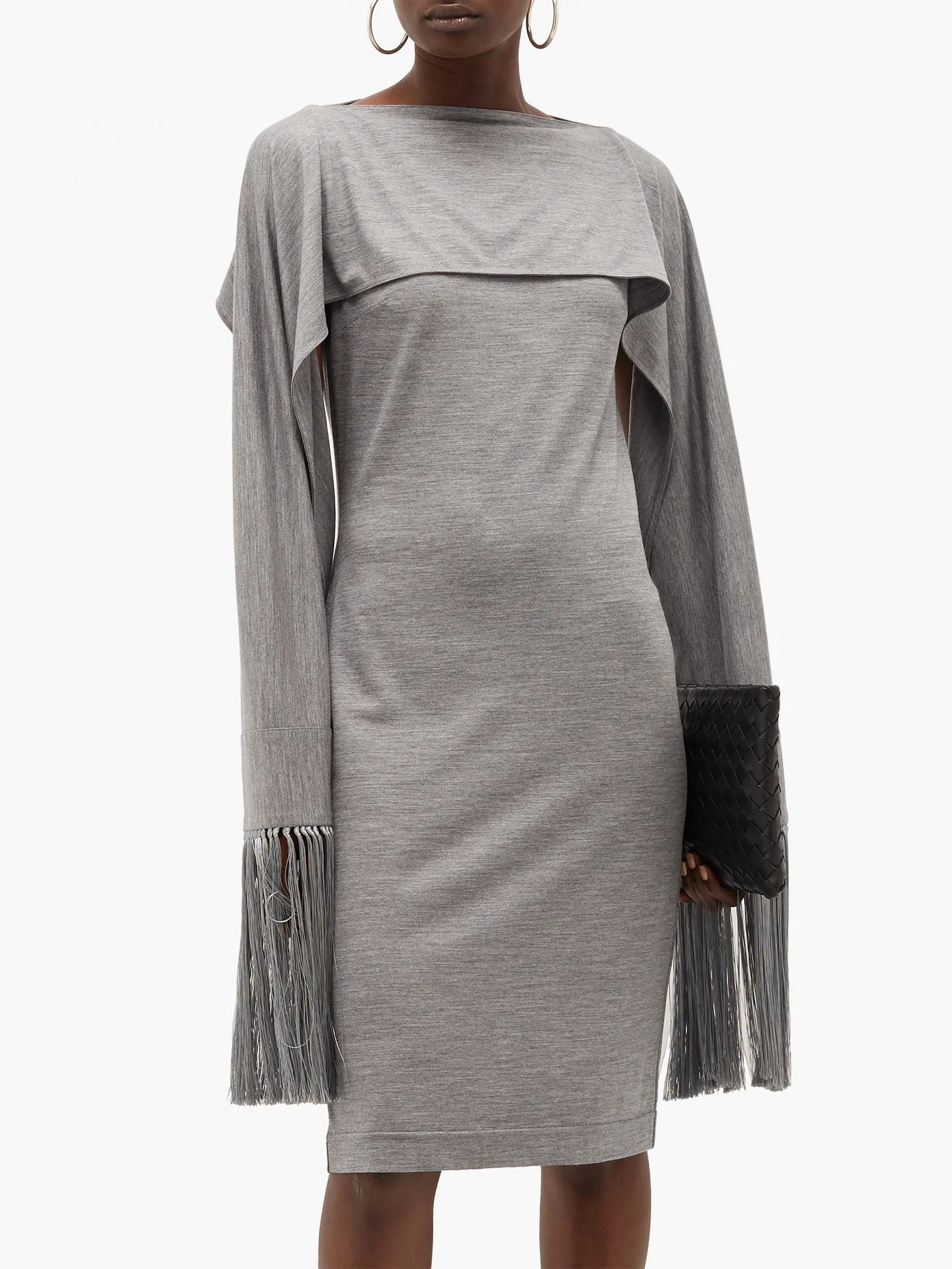 Fringed-cuff merino-wool dress - 6