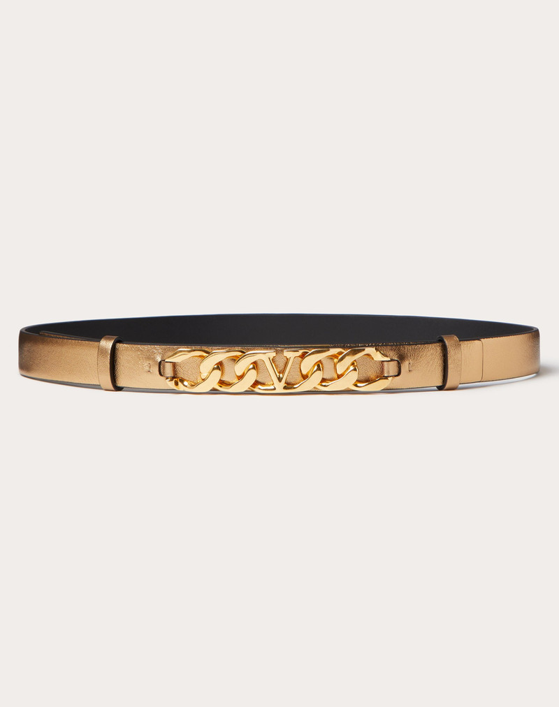 VLOGO CHAIN BELT IN LAMINATED NAPPA LEATHER 20MM 1