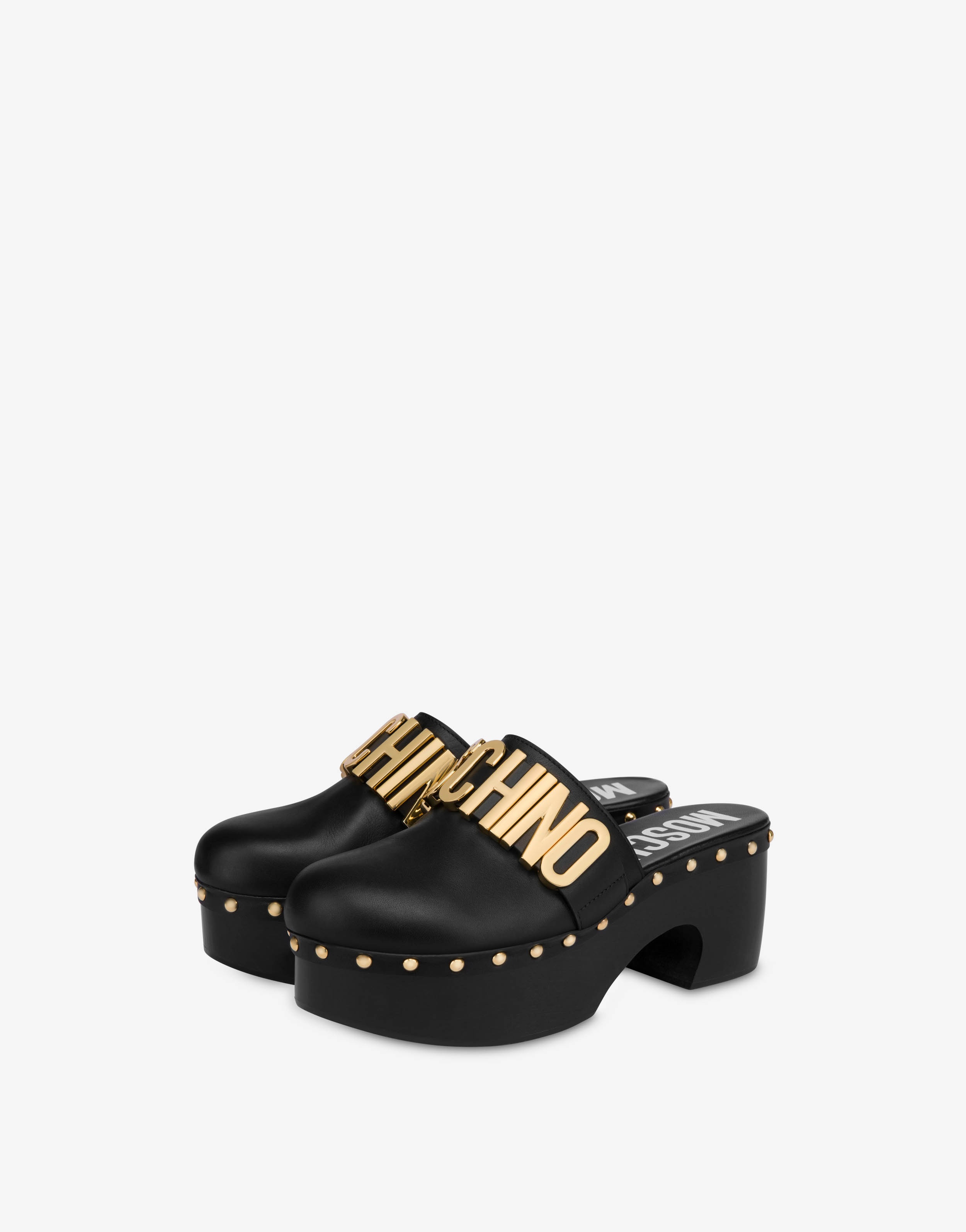 LETTERING LOGO CALFSKIN SABOT - 1