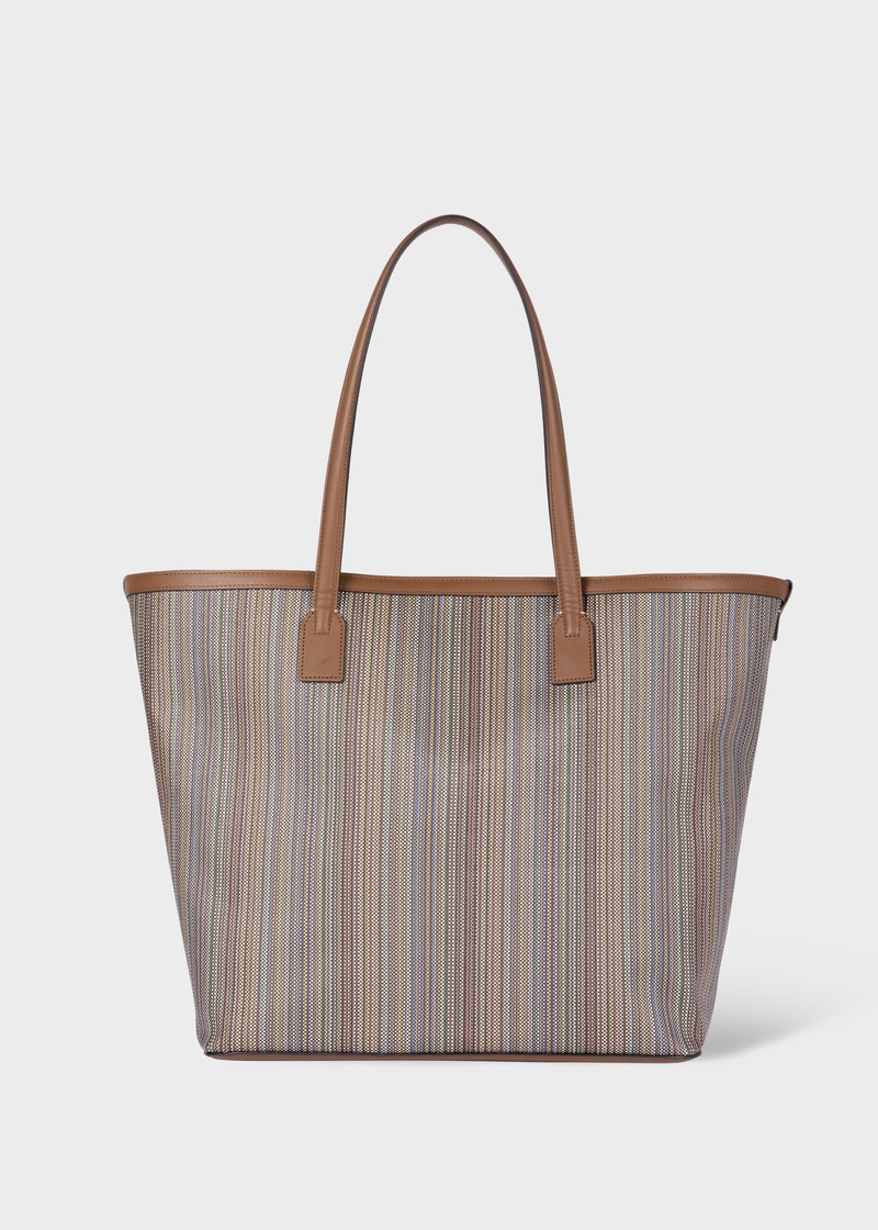 'Signature Stripe' Coated Canvas Tote Bag 1