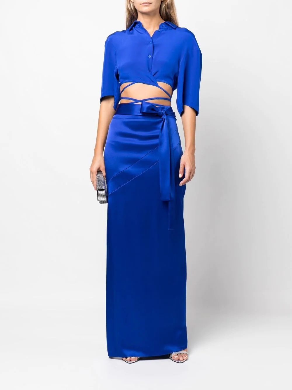 side-tie satin skirt - 2