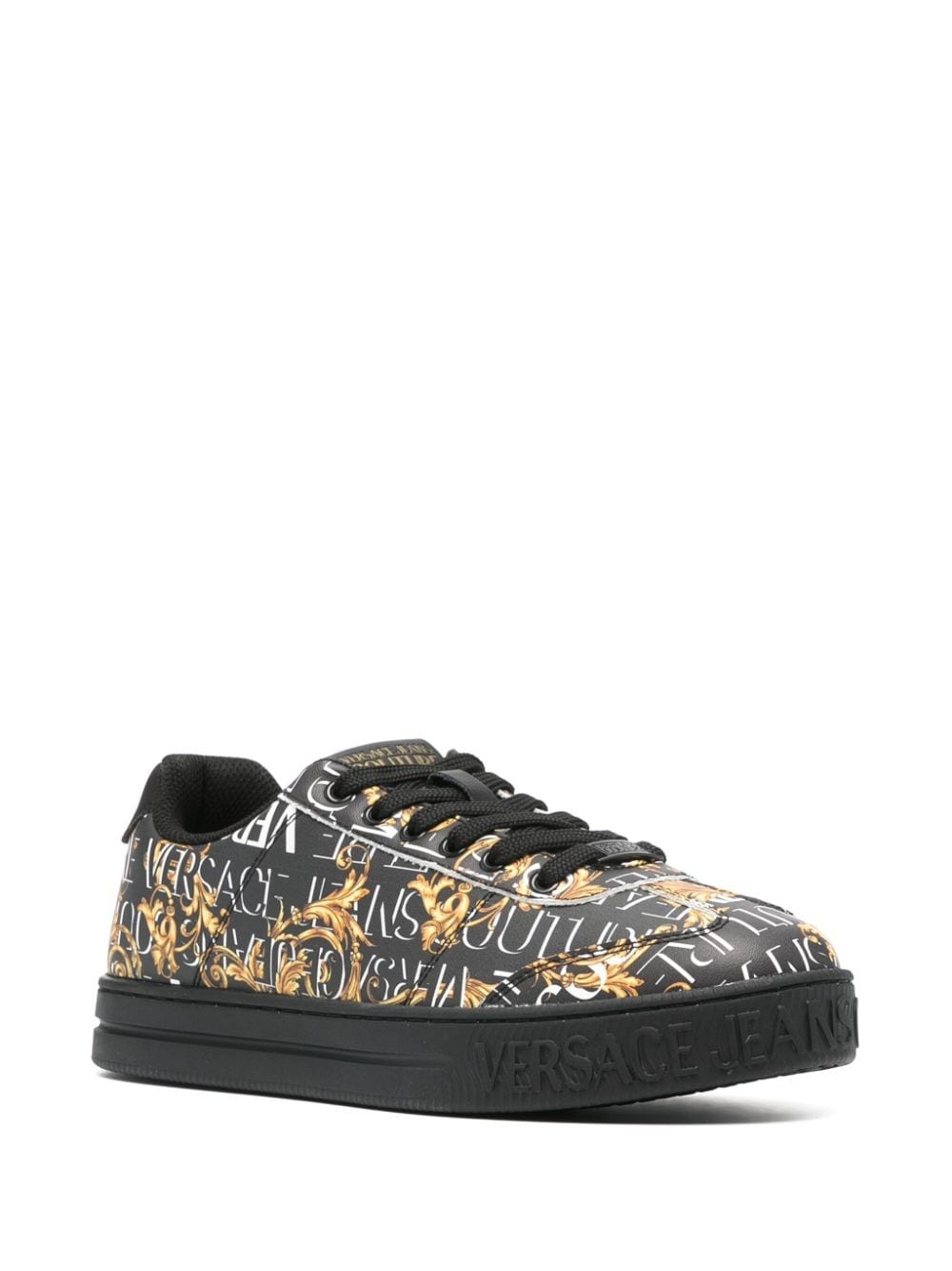 Barocco-print leather sneakers - 2