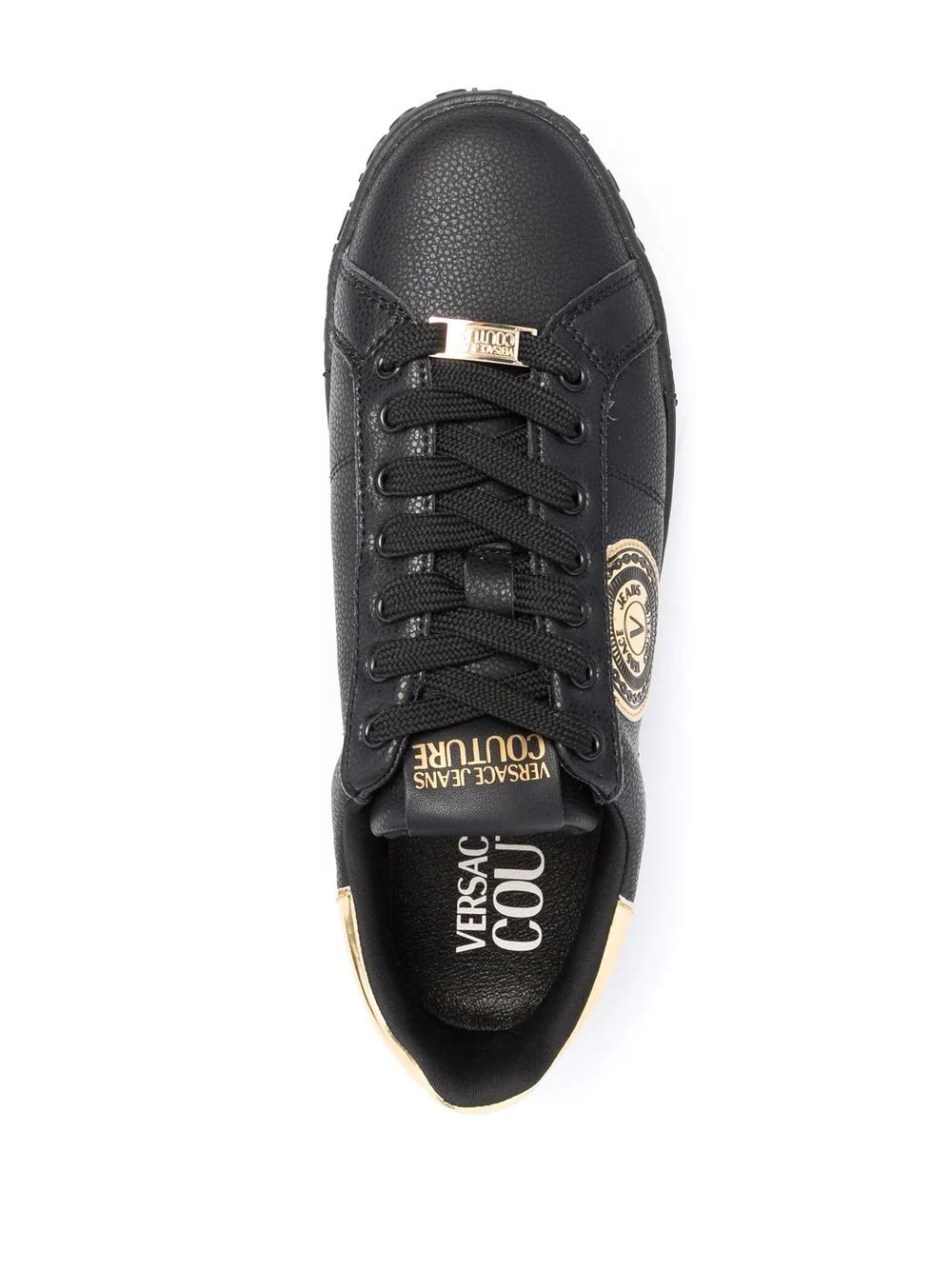 logo-patch leather trainers - 4