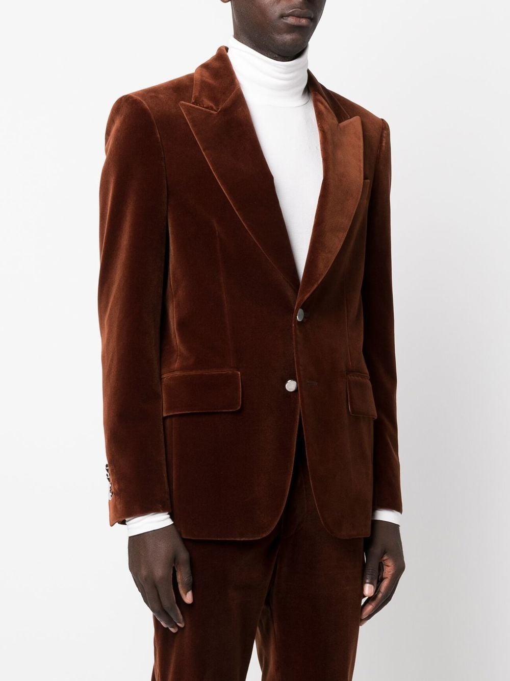 single-breasted velvet blazer - 3