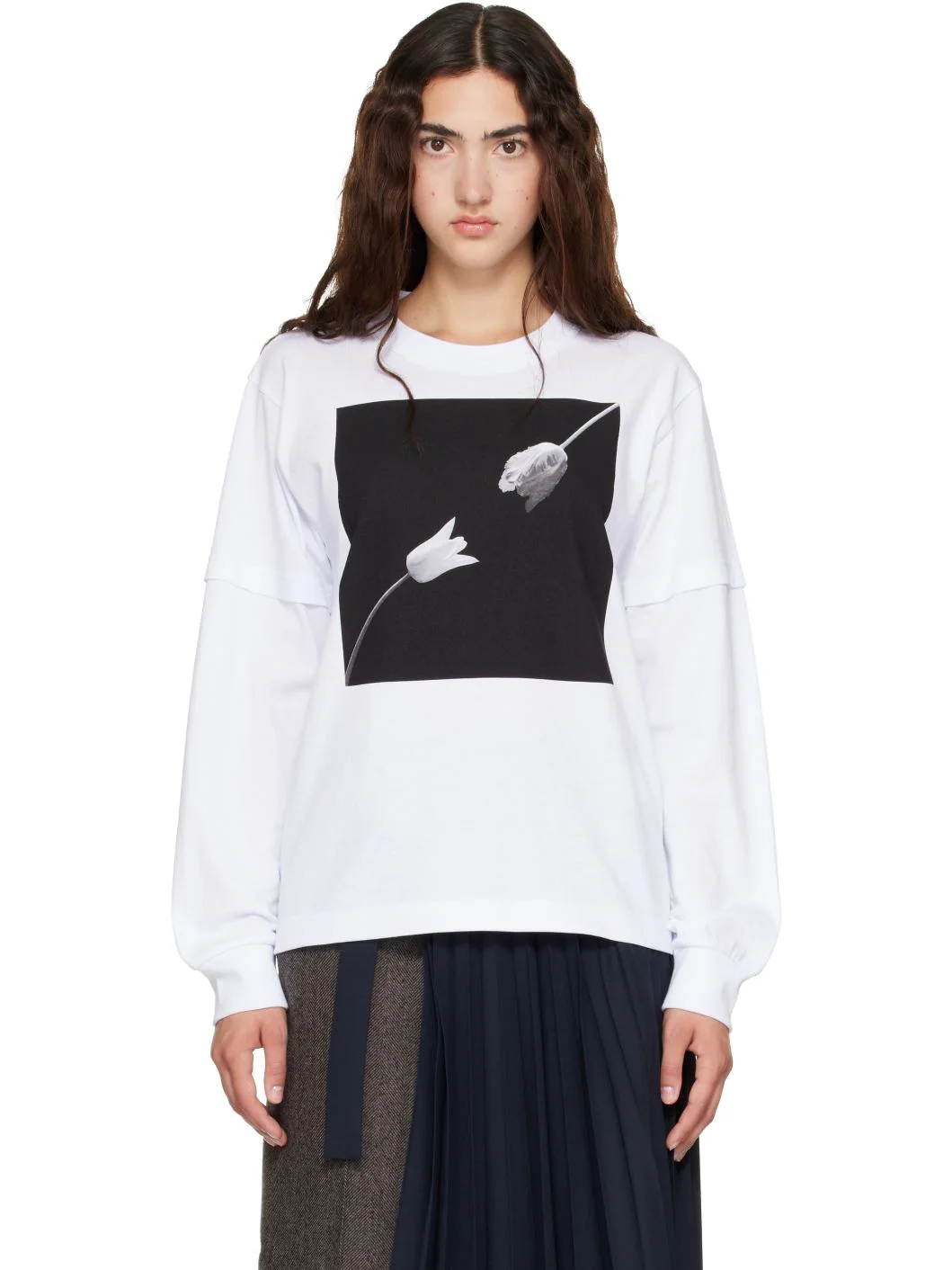 White Robert Mapplethorpe Tulip Layered T-Shirt - 1