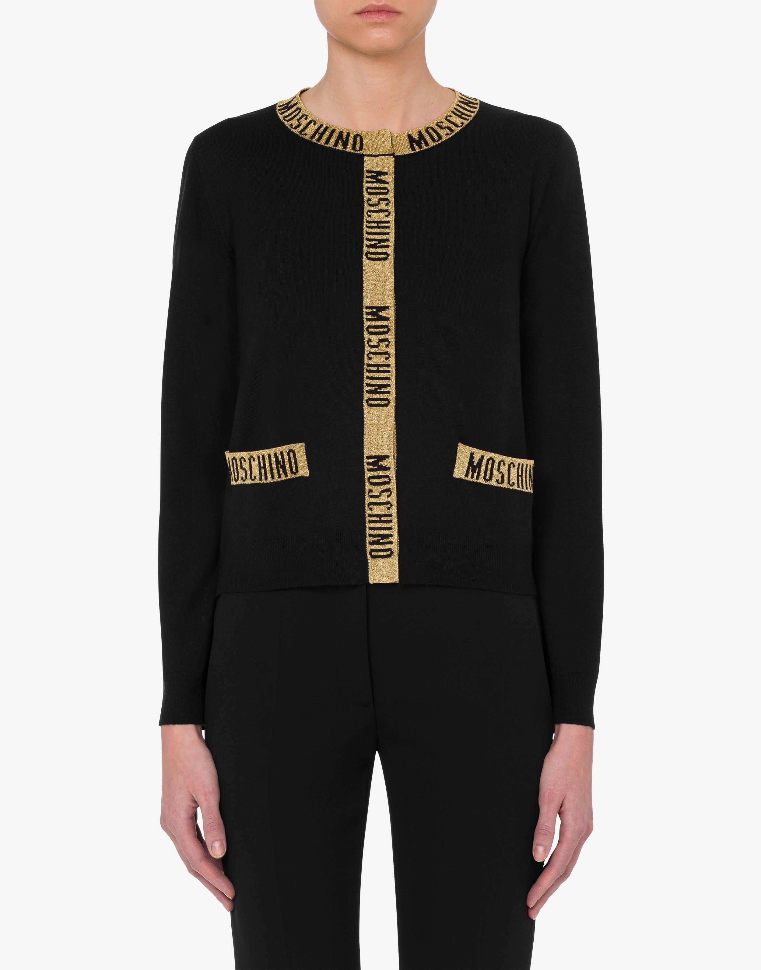 LOGO TAPE WOOL CARDIGAN - 2