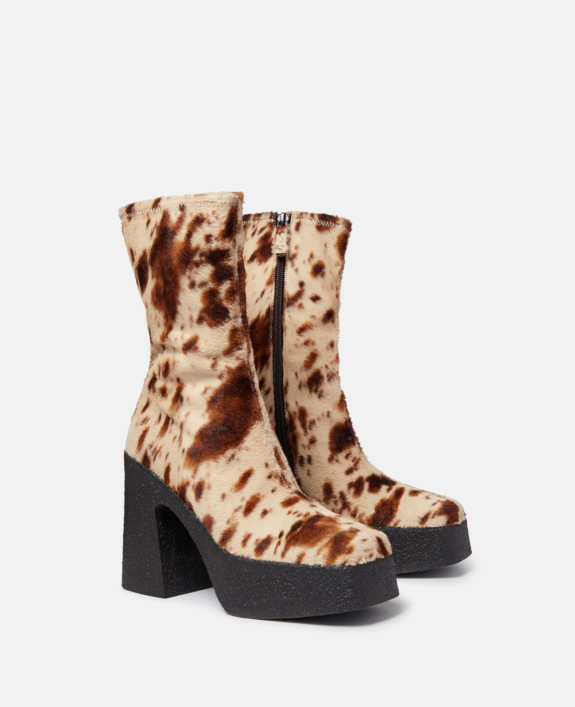 Skyla Appaloosa Print Velvet Chunky Platform Ankle Boots - 2