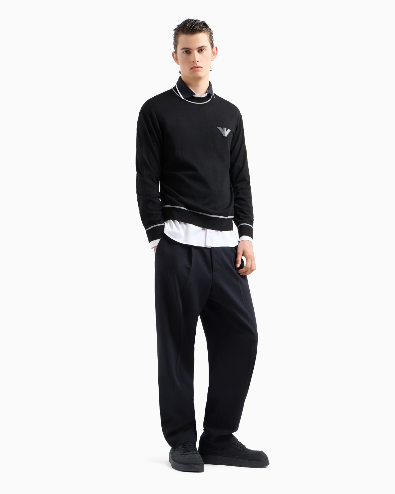 Virgin-wool jumper with jacquard logo detail - 4