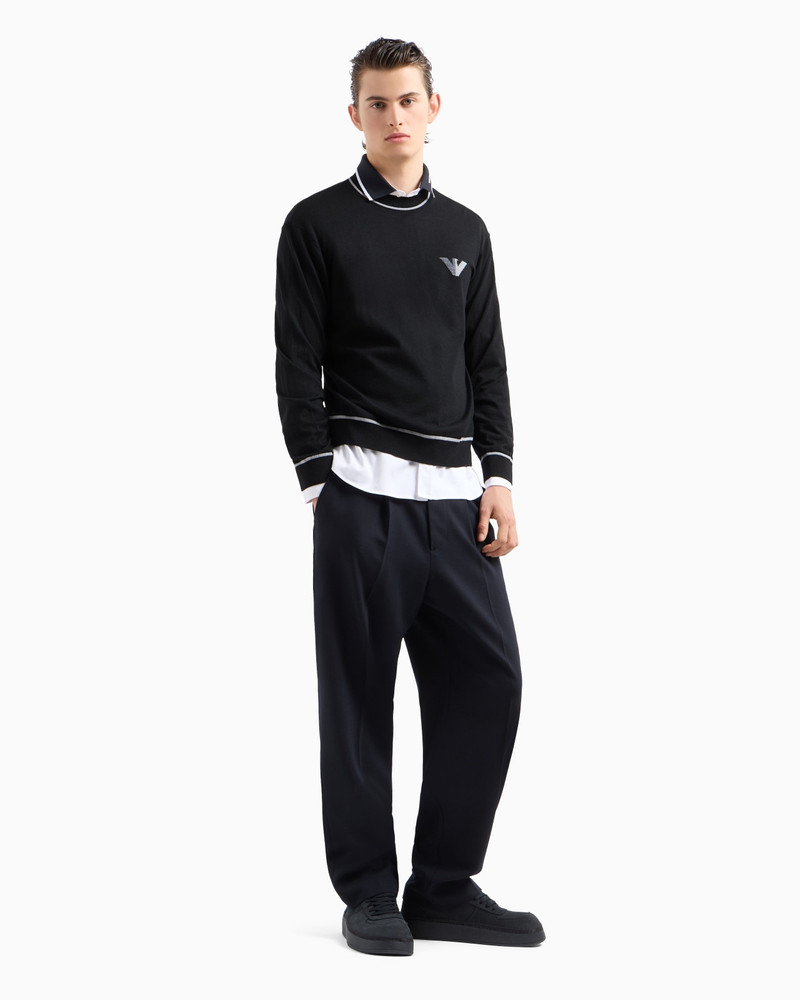 EMPORIO ARMANI Virgin-wool jumper with jacquard logo detail outlook