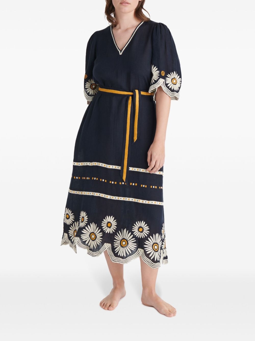 Hortense floral-embroidered linen dress - 2