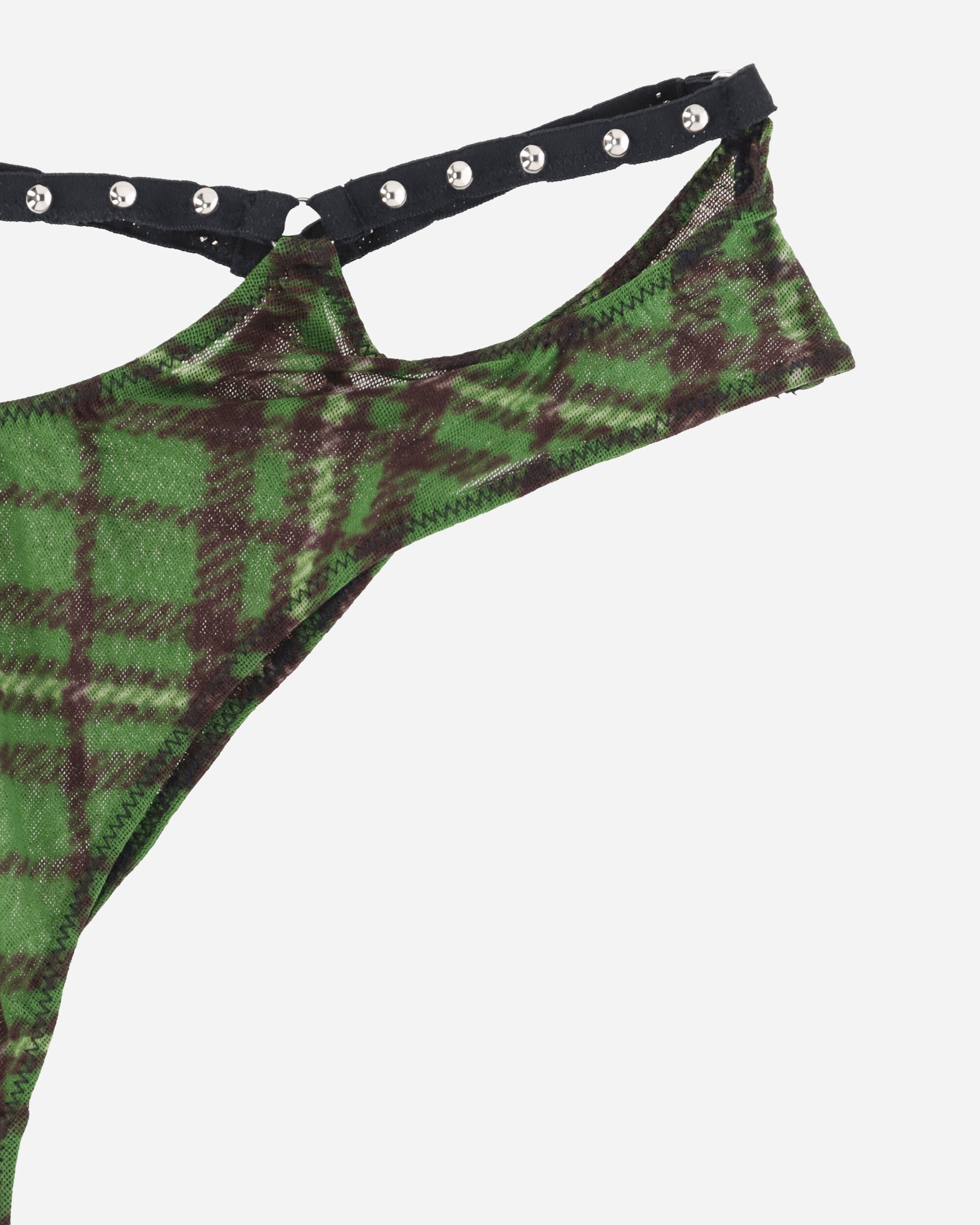 Tartan Studded Thong Green - 3