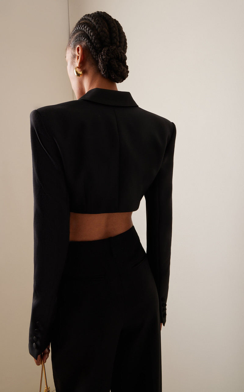 Cropped Wool Blazer Jacket black 4