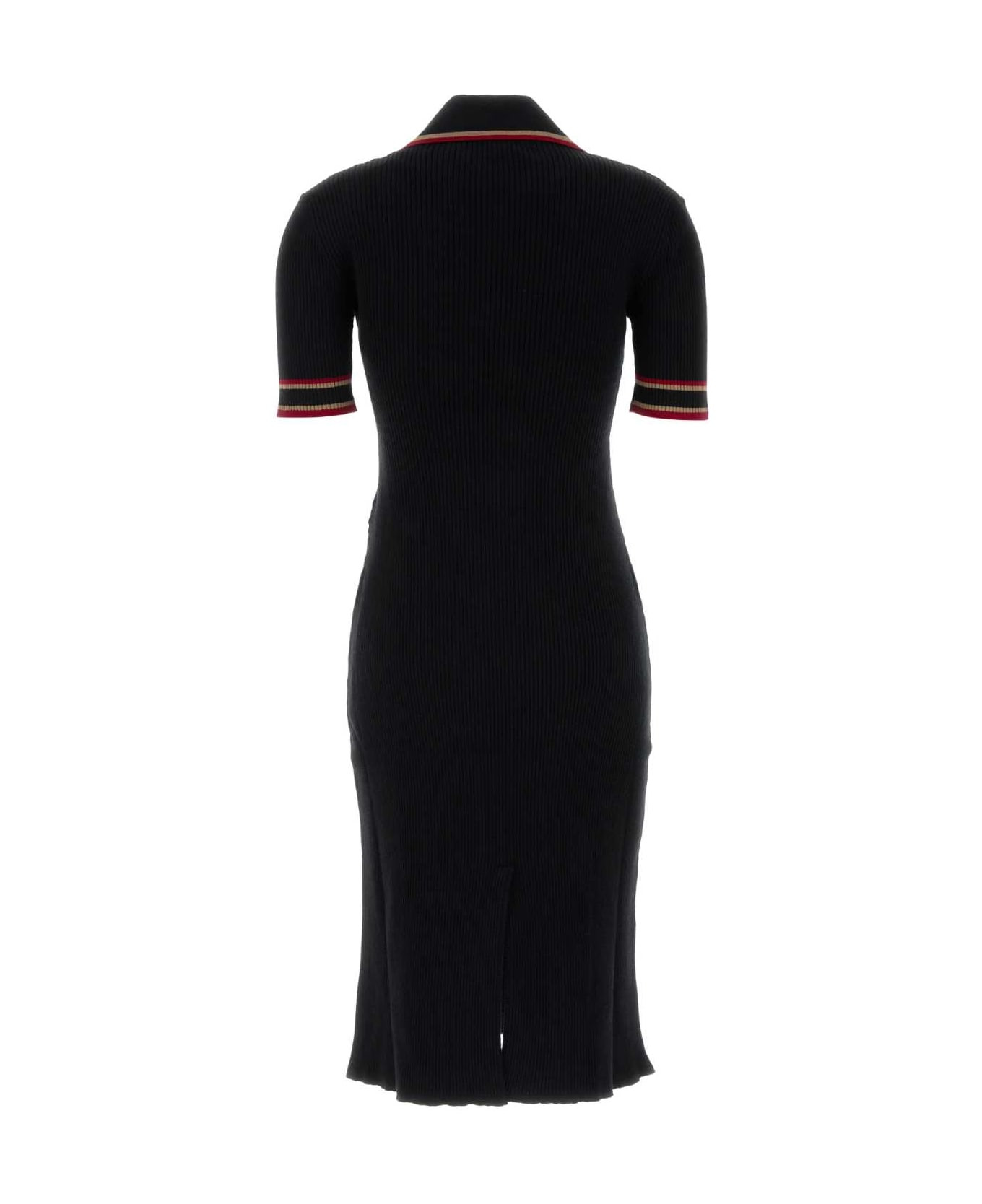 Black Wool Polo Dress - 2
