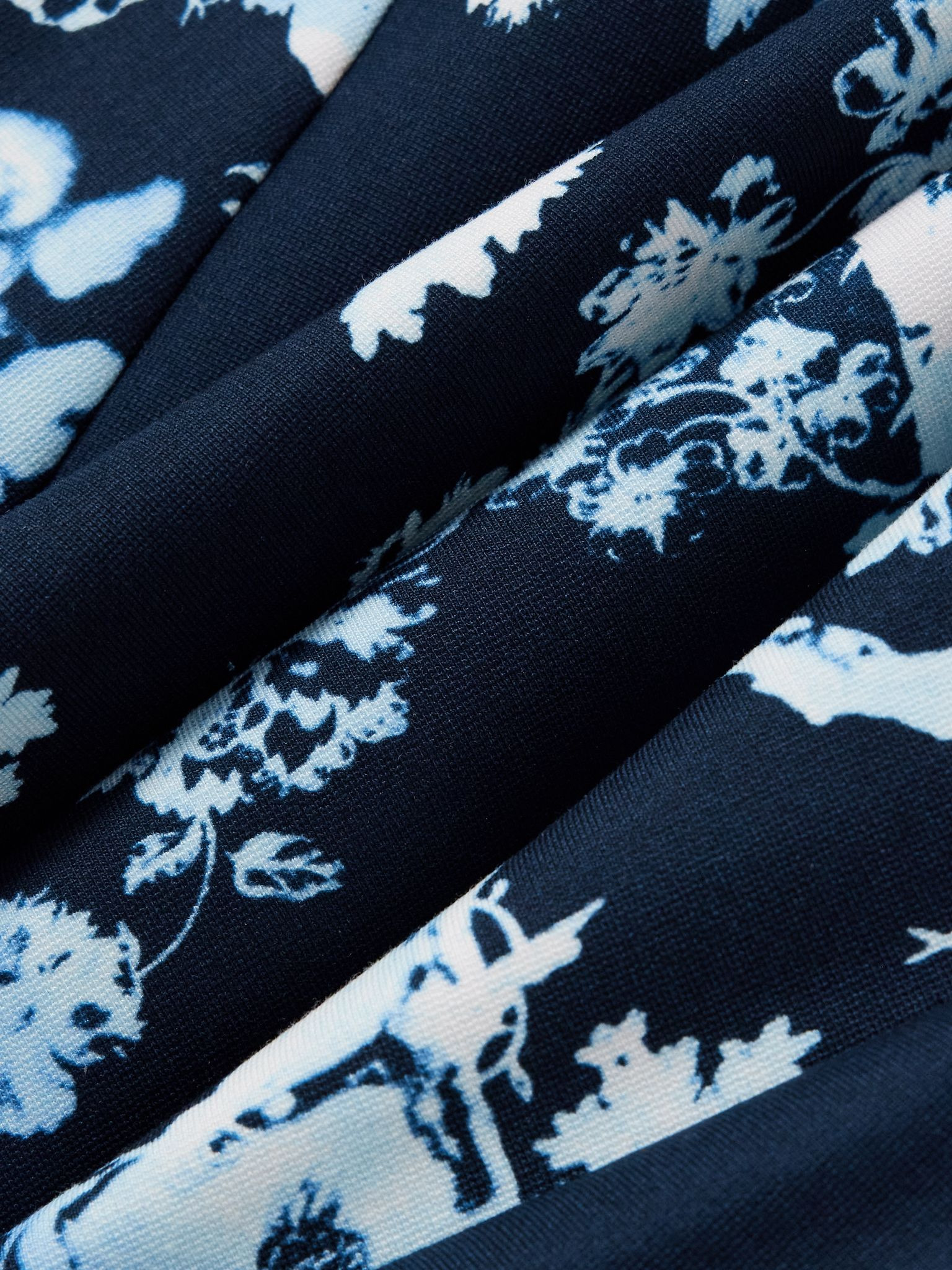 Gathered printed ponte midi dress Navy - 4