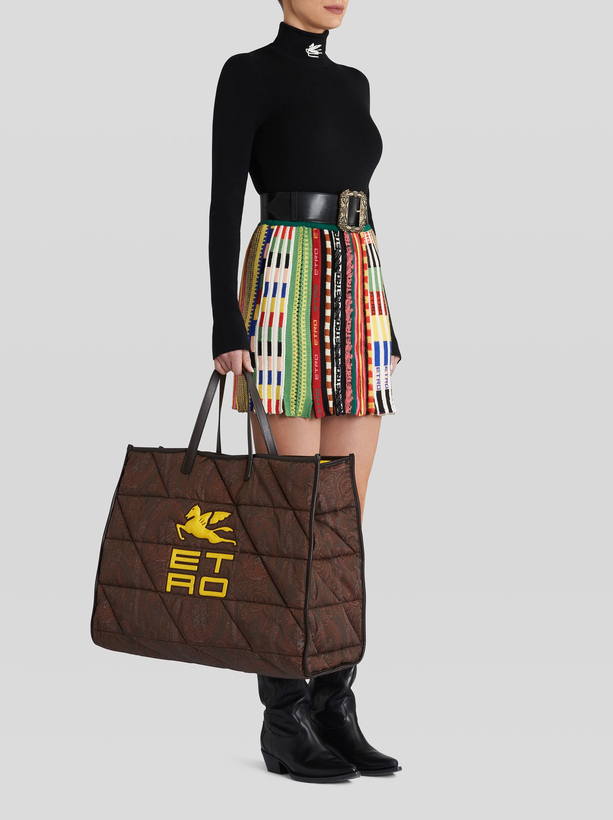 MAXI QUILTED PAISLEY SHOPPING BAG WITH ETRO CUBE LOGO - 2