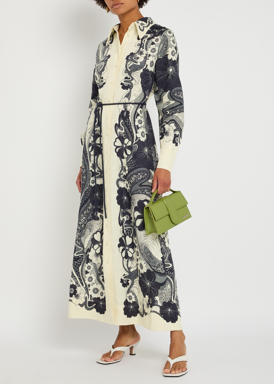 Alemais Mickey Printed Linen Midi Shirt Dress - 4