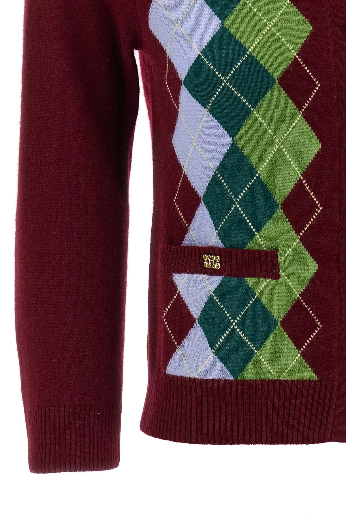'Burgundy Check' cardigan - 4