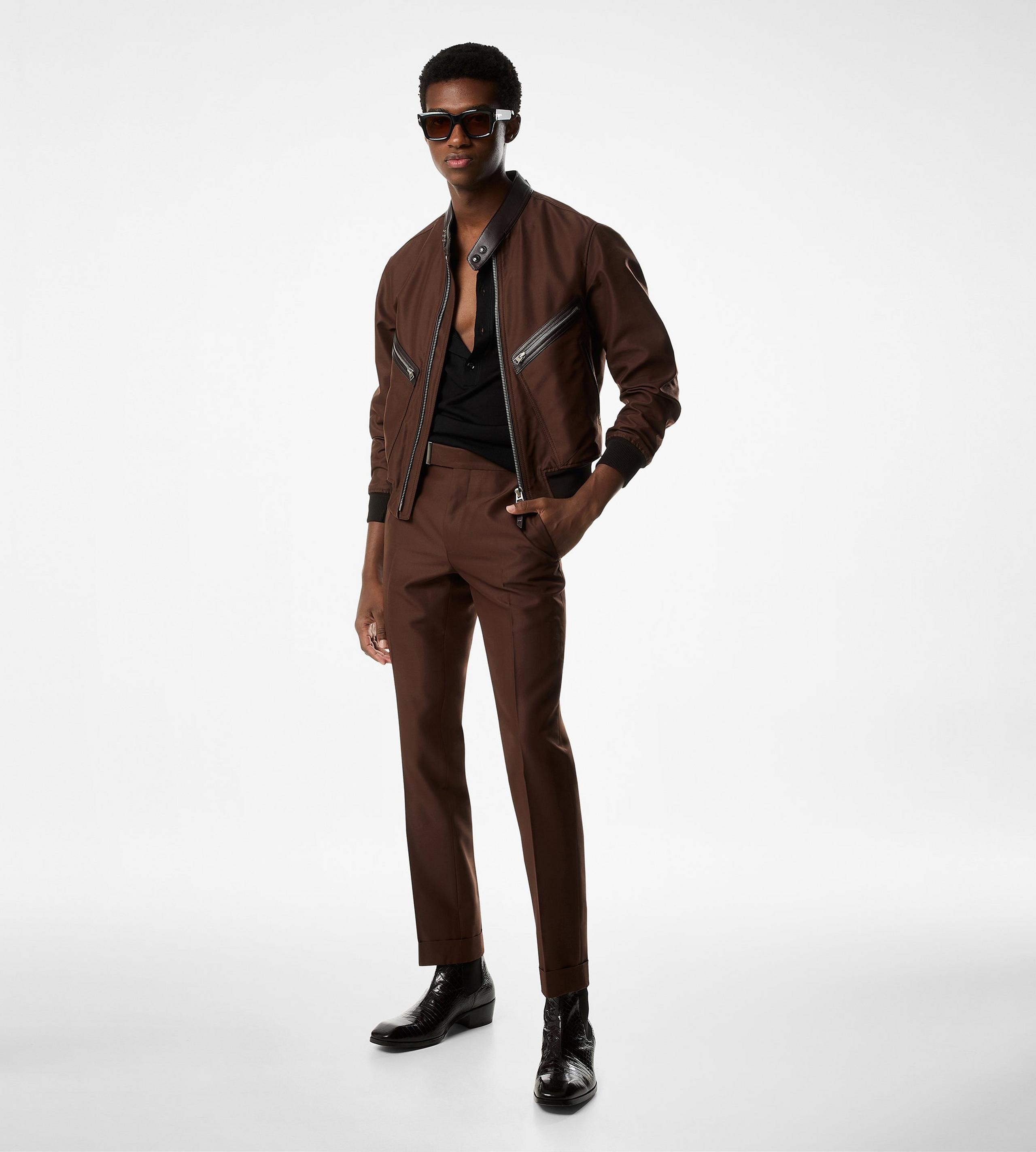 WOOL SILK FAILLE RACER BOMBER - 2