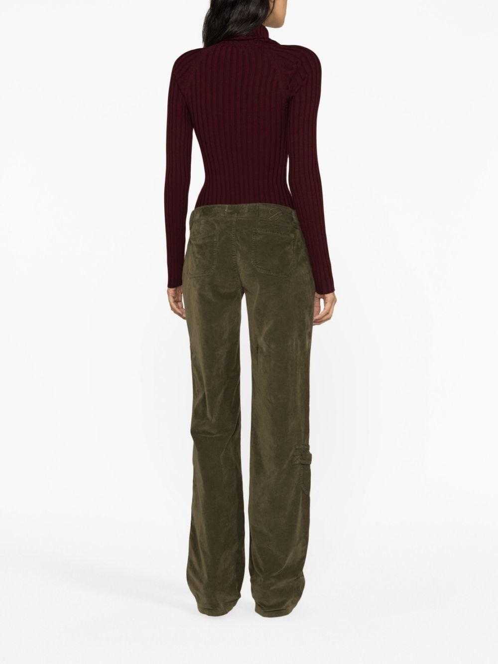 velvet flared cargo trousers - 4