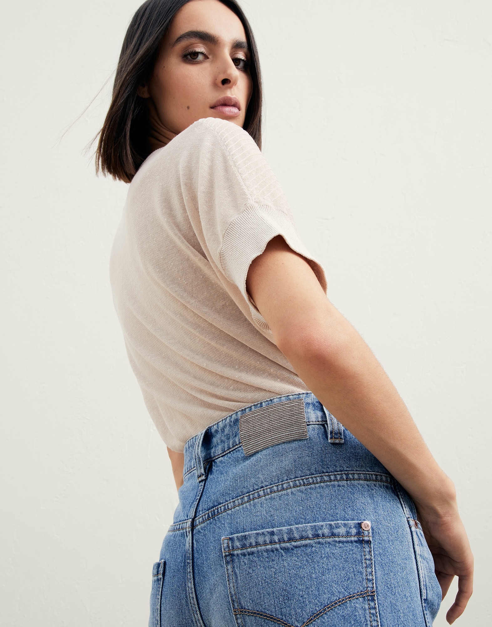 Authentic denim skater trousers with precious patch - 3