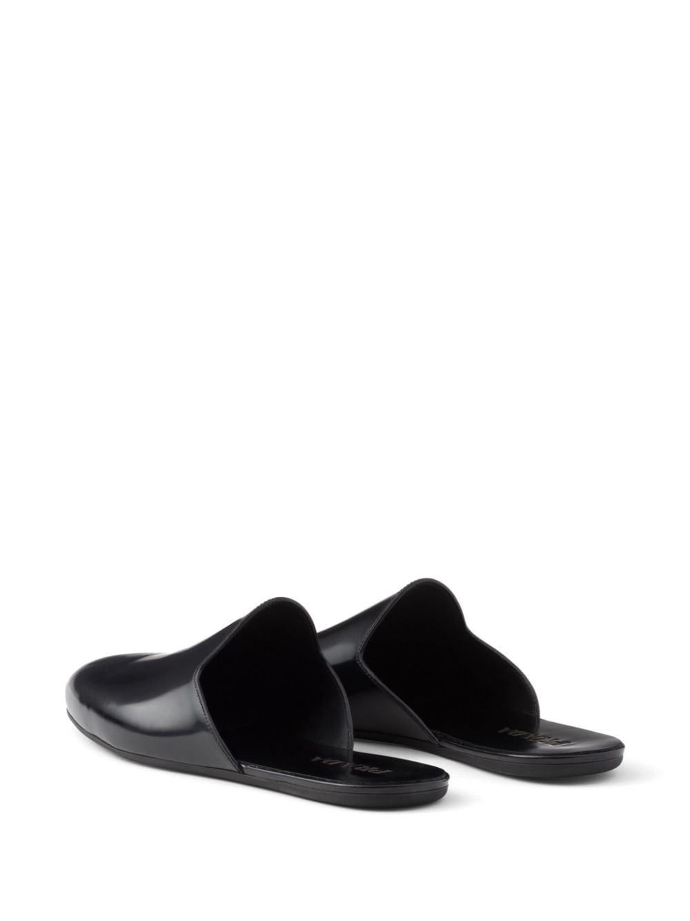 logo-embossed brushed leather slippers - 3