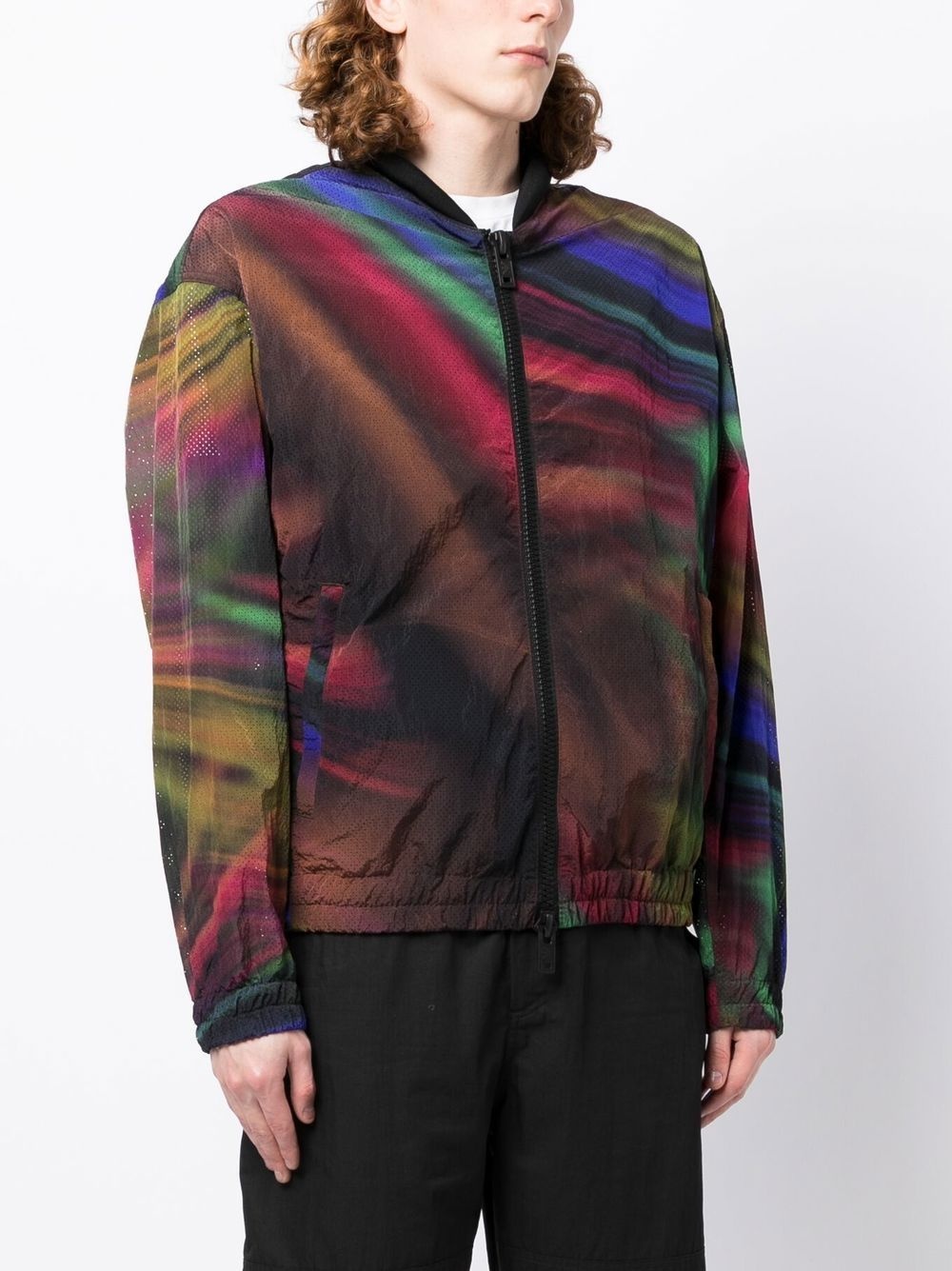 perforated abstract-print bomber jacket - 3