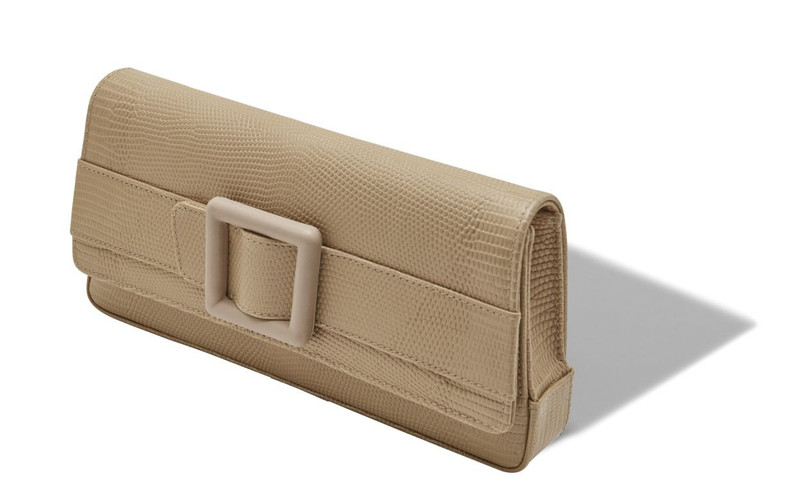 Manolo Blahnik Light Beige Calf Leather Buckle Clutch outlook