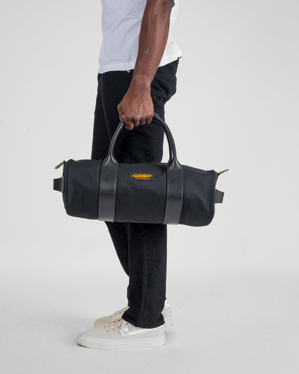IHE-24-BLK 21oz Denim and Buttero Leather Holdall - Superblack - 3