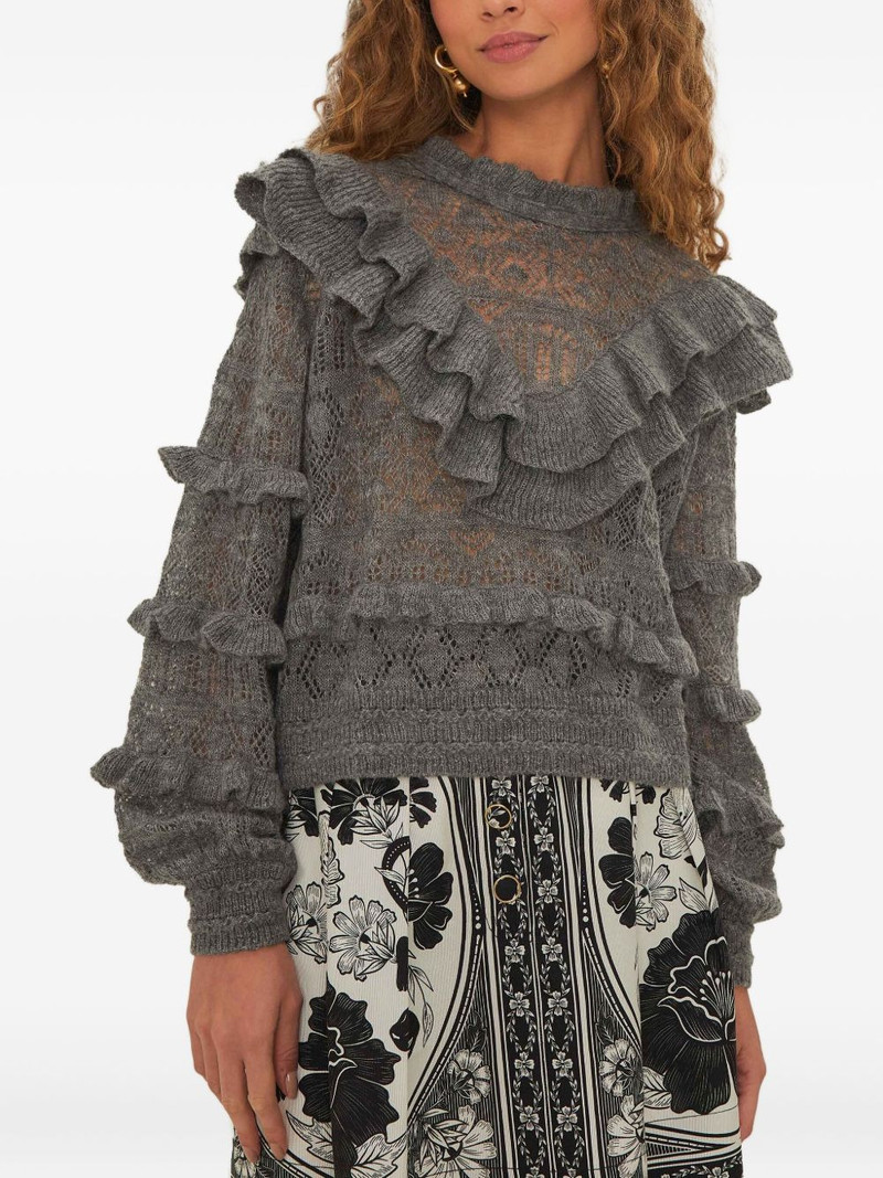 FARM RIO ruffle-detail sweater outlook