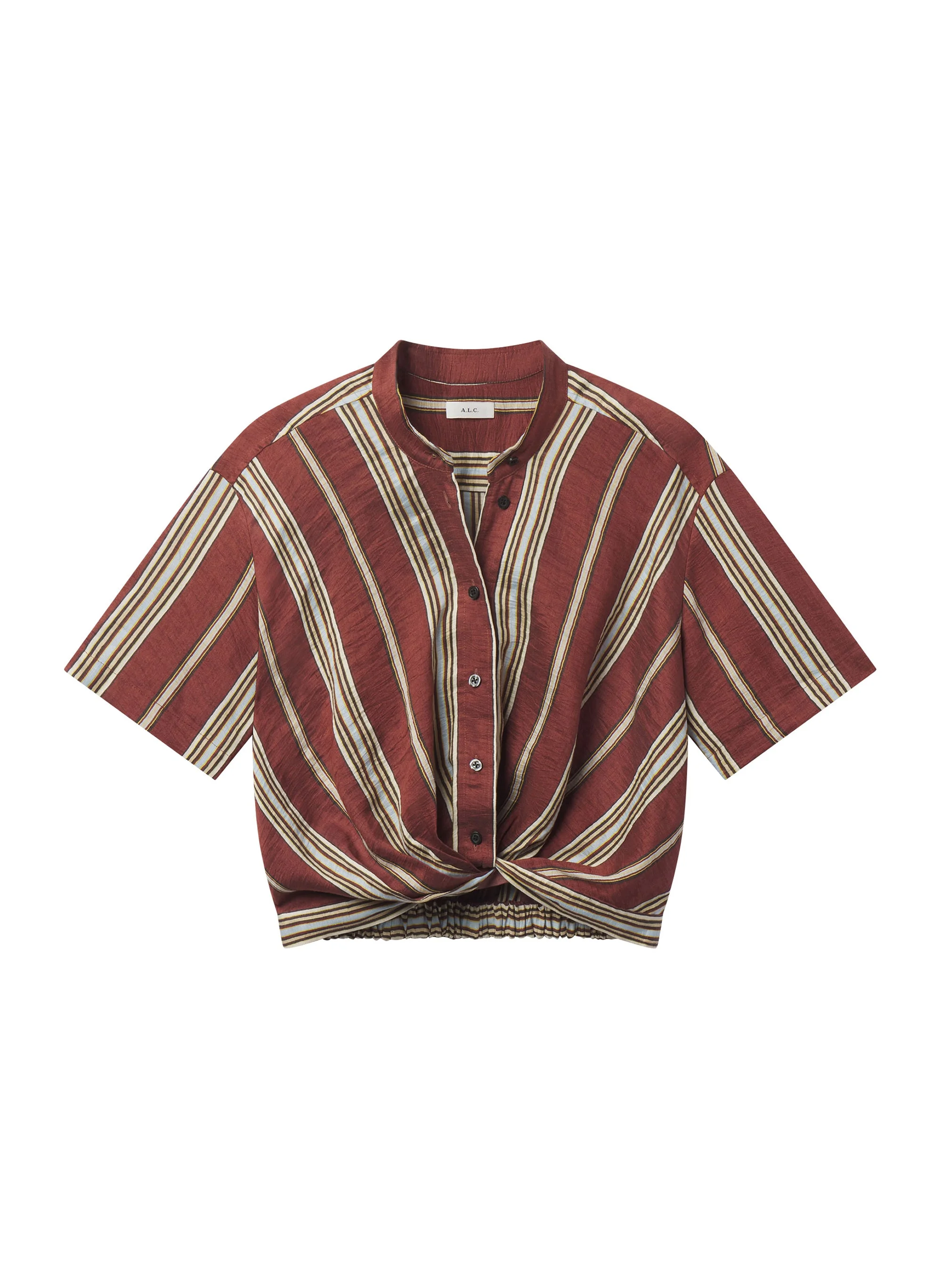 Leonore Short Sleeve Striped Linen Shirt - 1