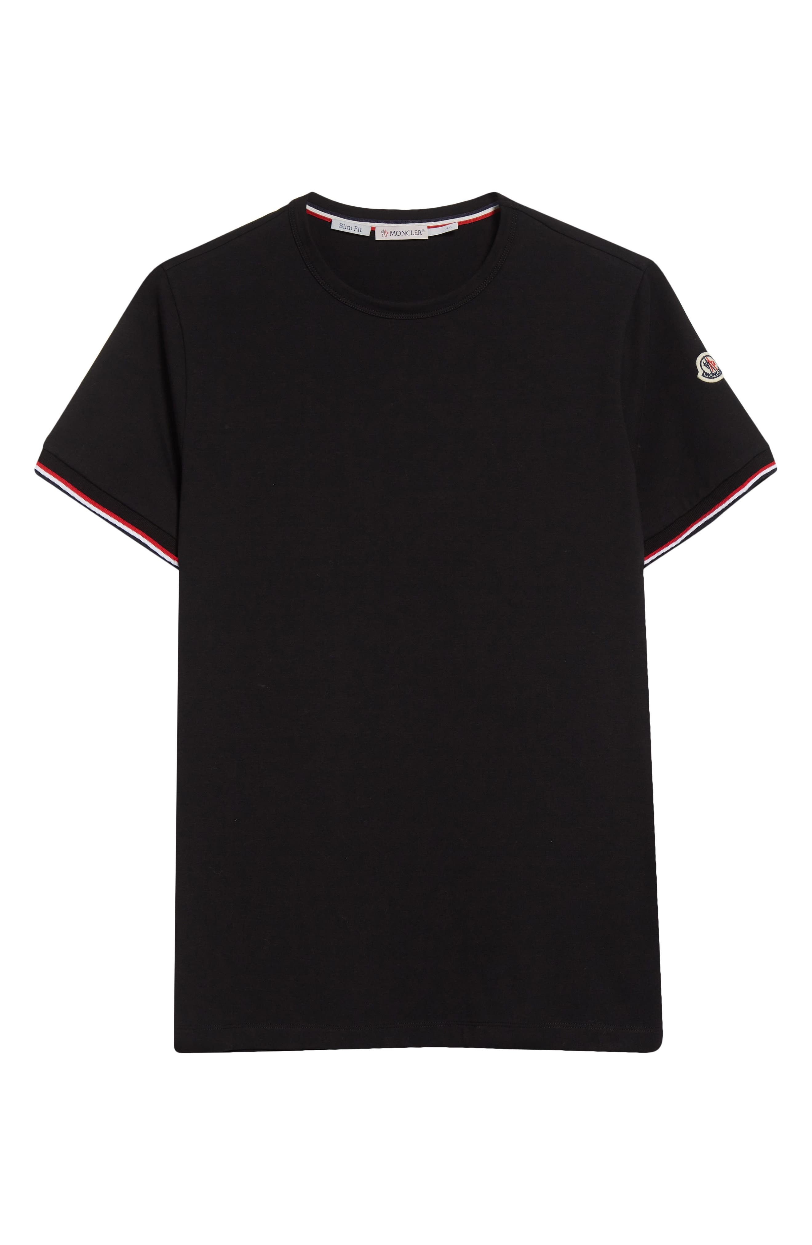 Moncler Tipped Cotton Stretch Jersey T-Shirt in Black/Black at Nordstrom - 5