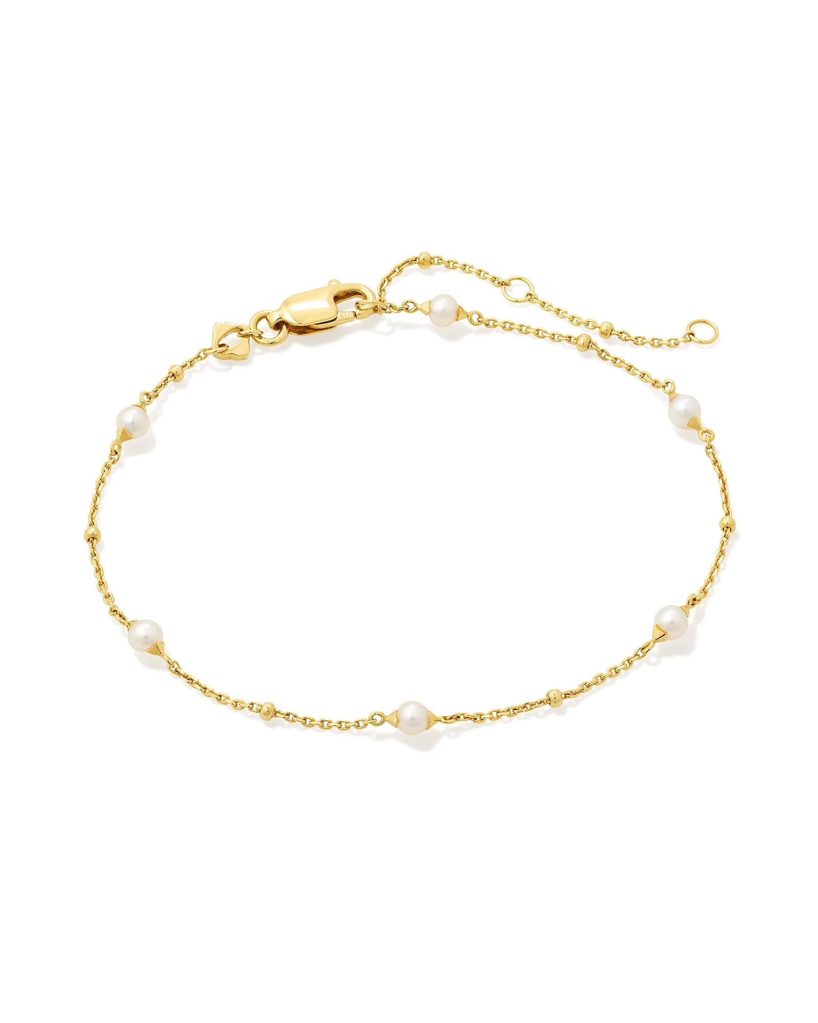 Emmaline 18k Gold Vermeil Delicate Chain Bracelet in Freshwater Cultured Pearl - 1