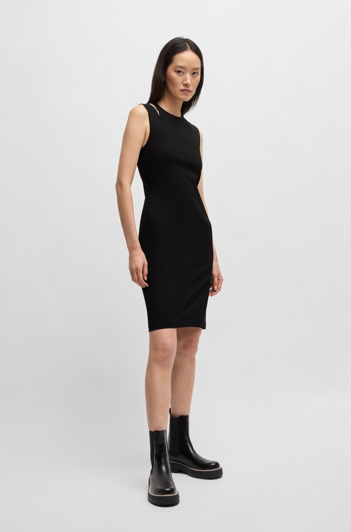 STRETCH-FABRIC DRESS WITH CUT-OUT DETAILS - 3