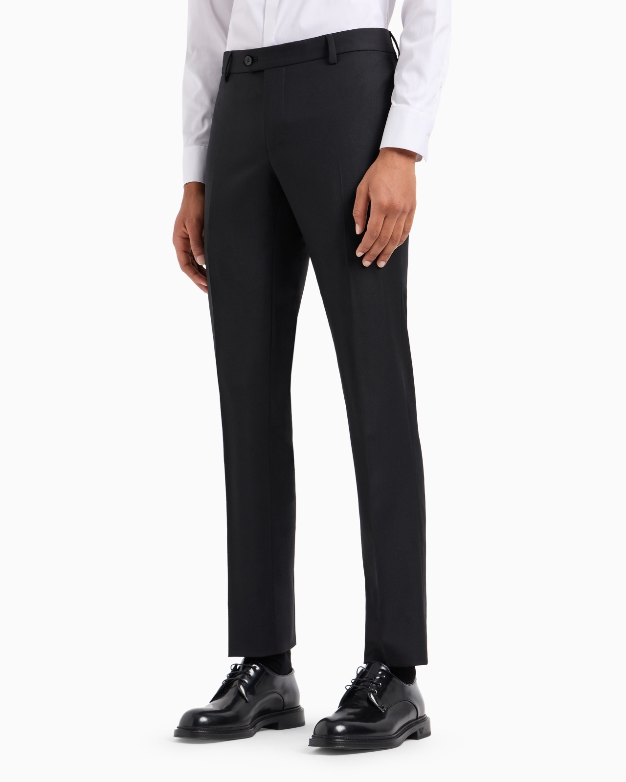 Worsted virgin-wool, creased trousers - 4