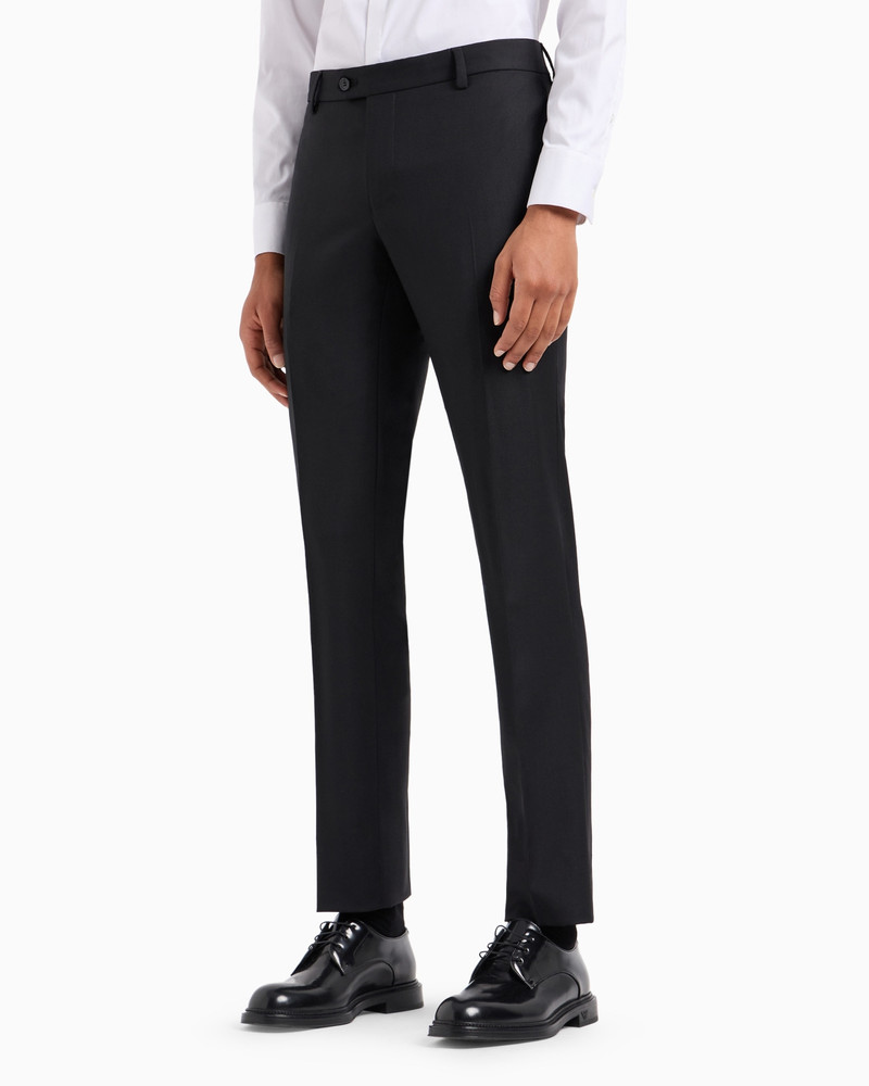 EMPORIO ARMANI Worsted virgin-wool, creased trousers outlook