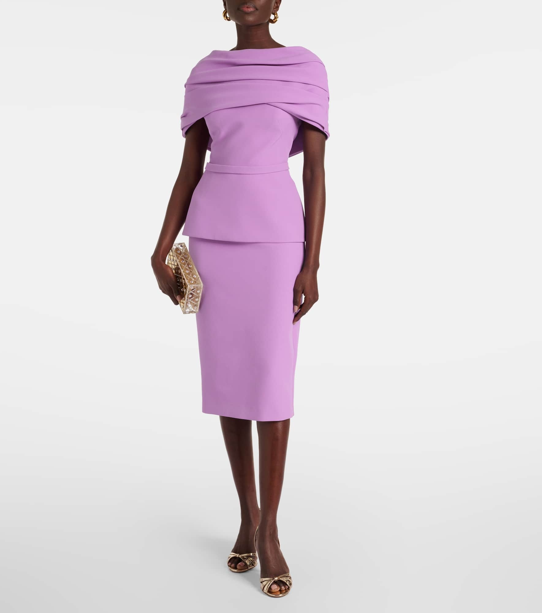 Loura draped peplum crêpe midi dress - 2