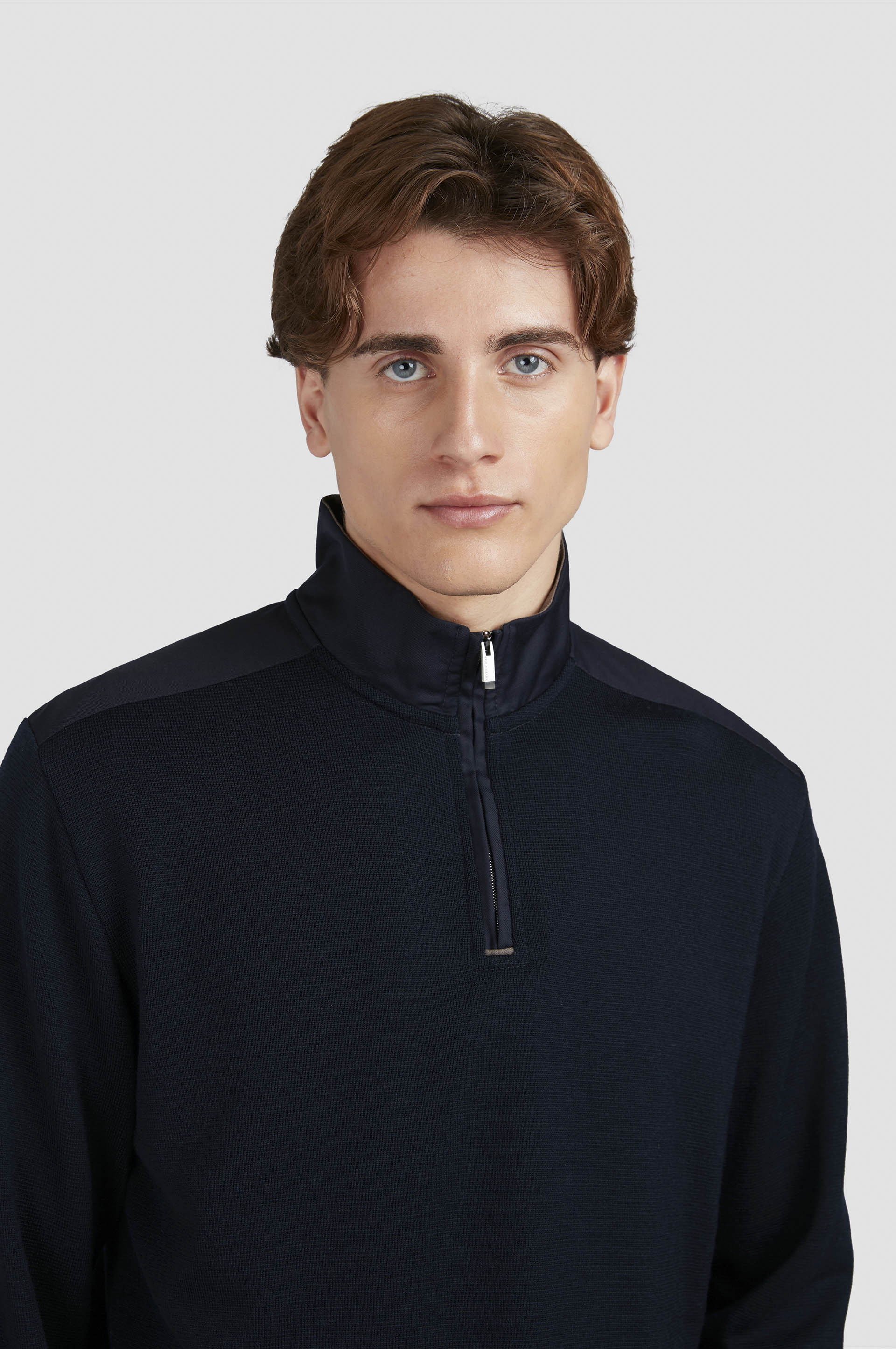 RIVIERA METAL SHARK FIN MERINO EXTRAFINE HALF ZIP SWEATER - 4