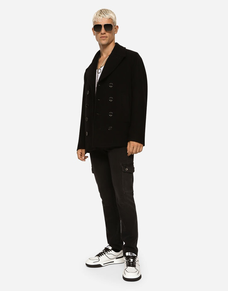 Dolce & Gabbana Double-breasted wool pea coat with branded tag outlook