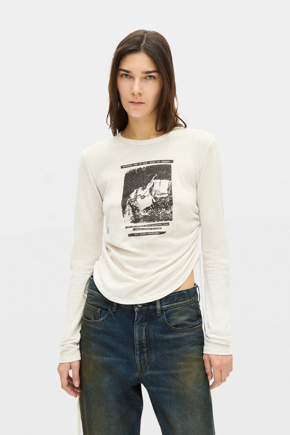 Dot Wrinkled Cropped Top - 1