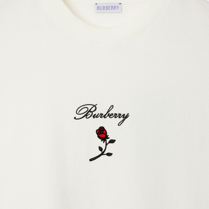 Logo Rose Cotton T-shirt 6