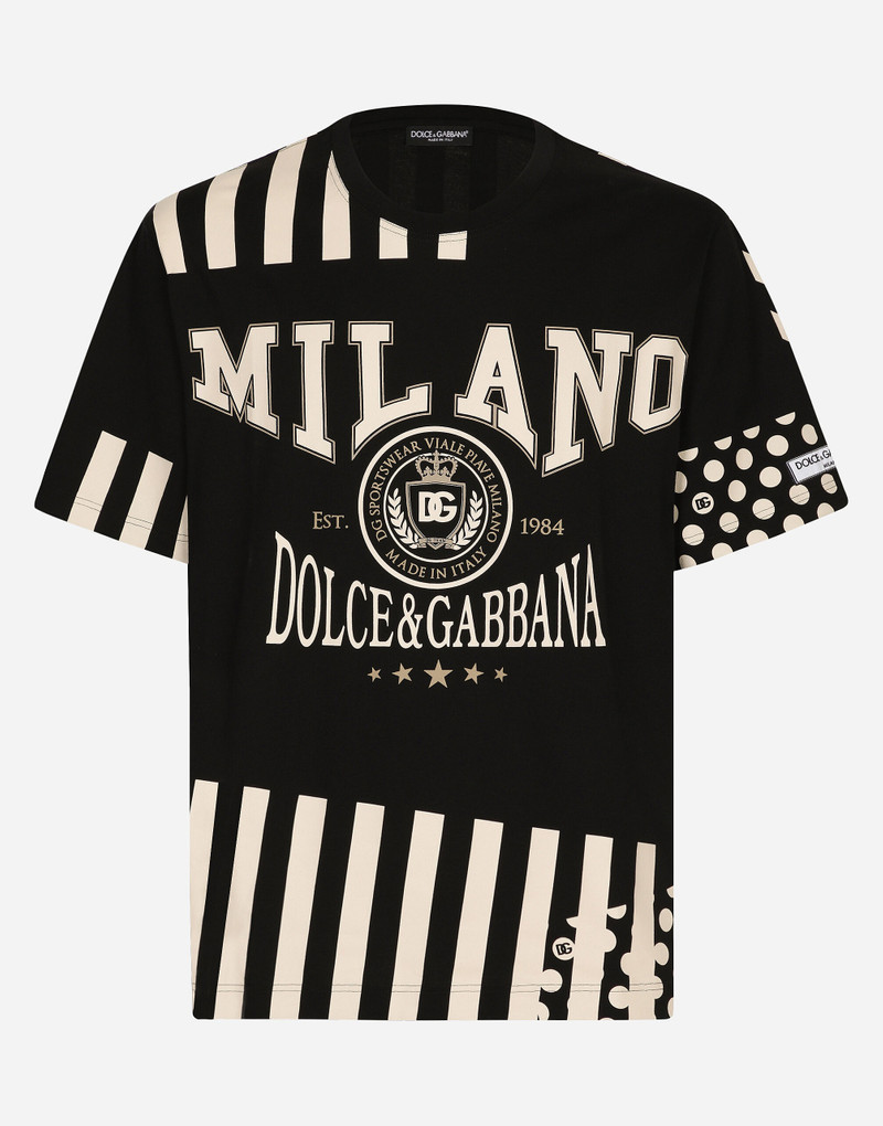 Printed cotton T-shirt with Dolce&Gabbana logo 1