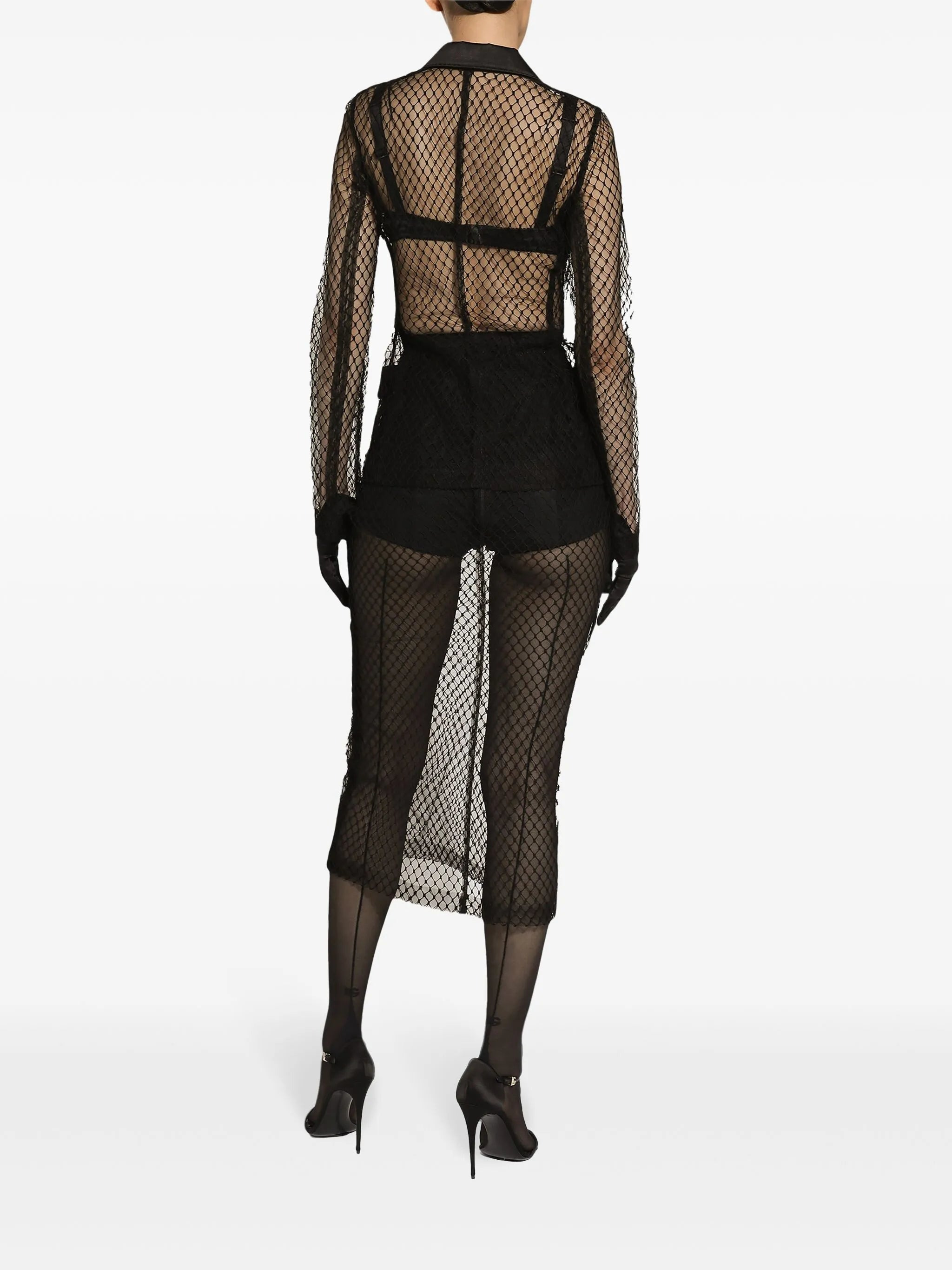 single-breasted mesh jacket - 4