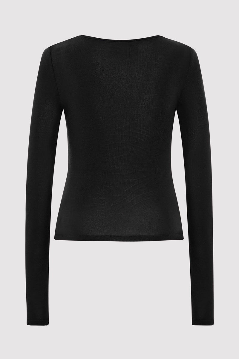 ST. AGNI Bateau Long Sleeve Jersey Top - Black outlook