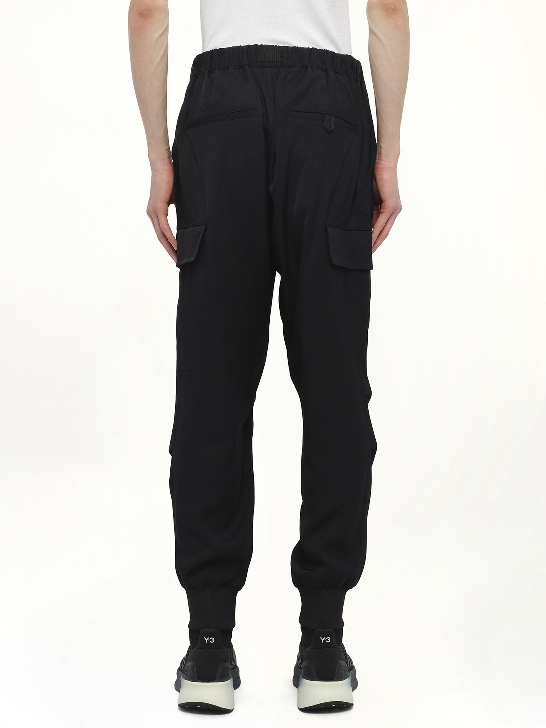 Rayon Twill Cuffed Pants in Black - 6