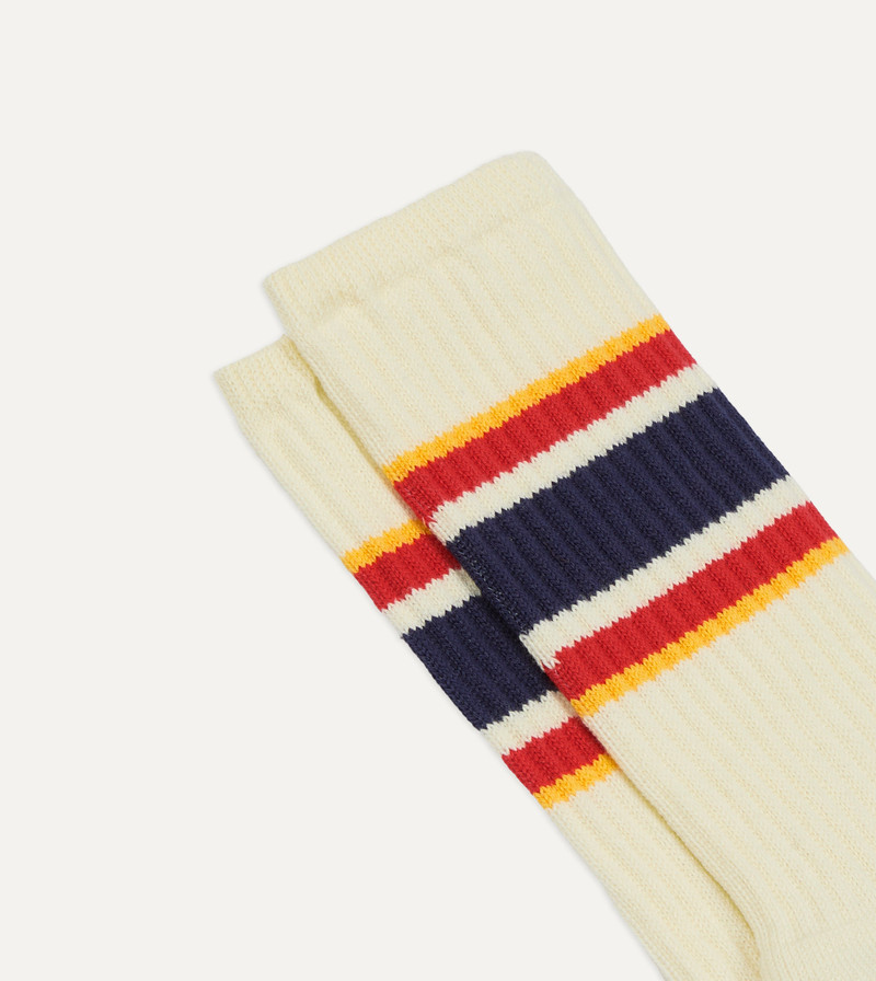 Navy, Red and Yellow Striped Sport Socks 3