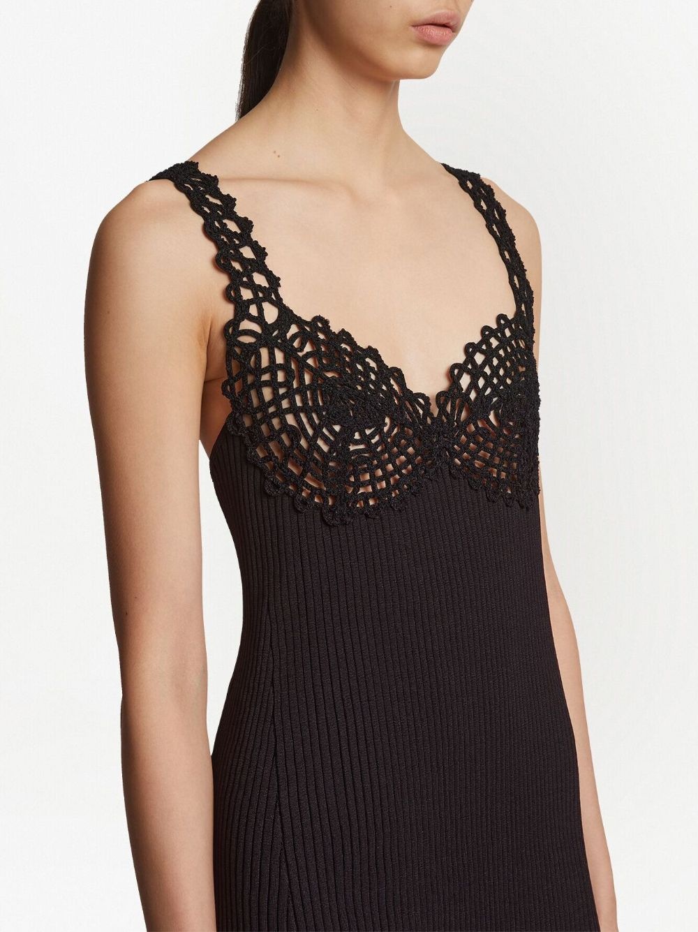 embroidered-detail ribbed-knit dress - 5